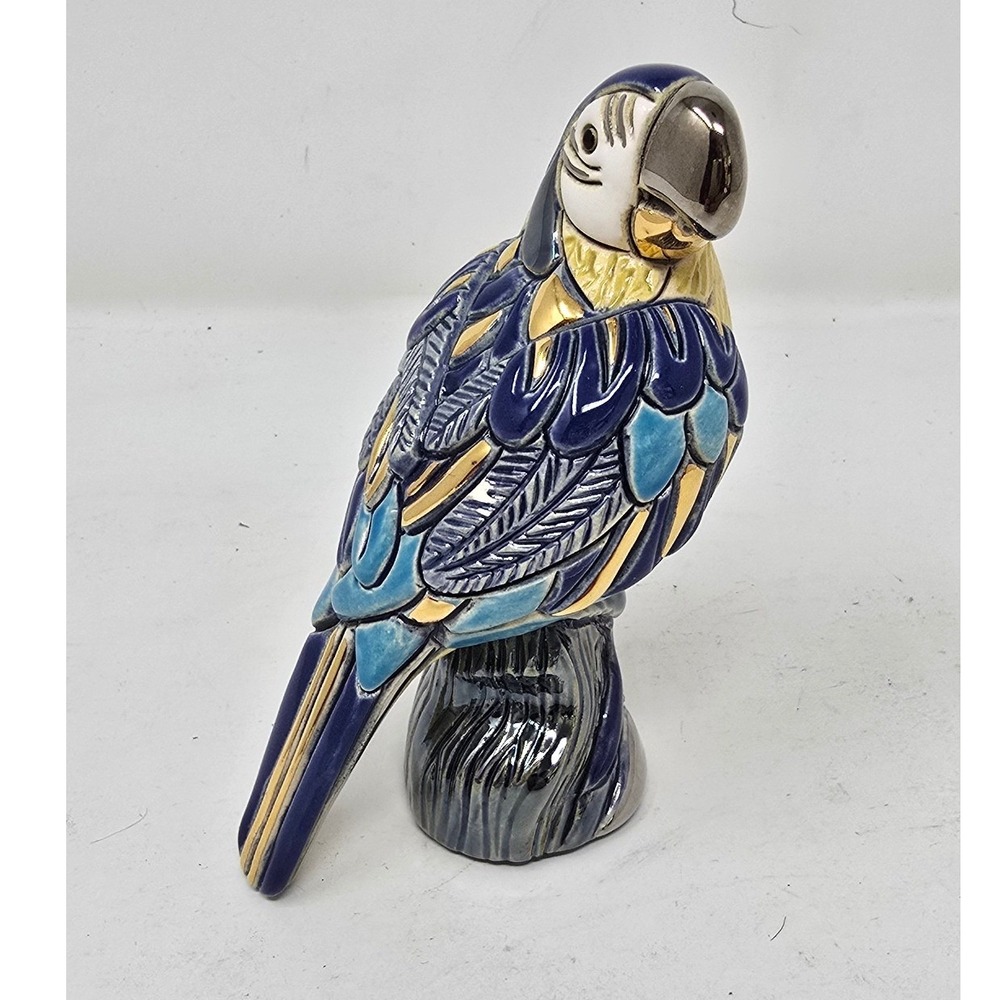 Vtg Artesania Rinconada De Rosa blue parrot figurine Uruguay clay art‎ farm